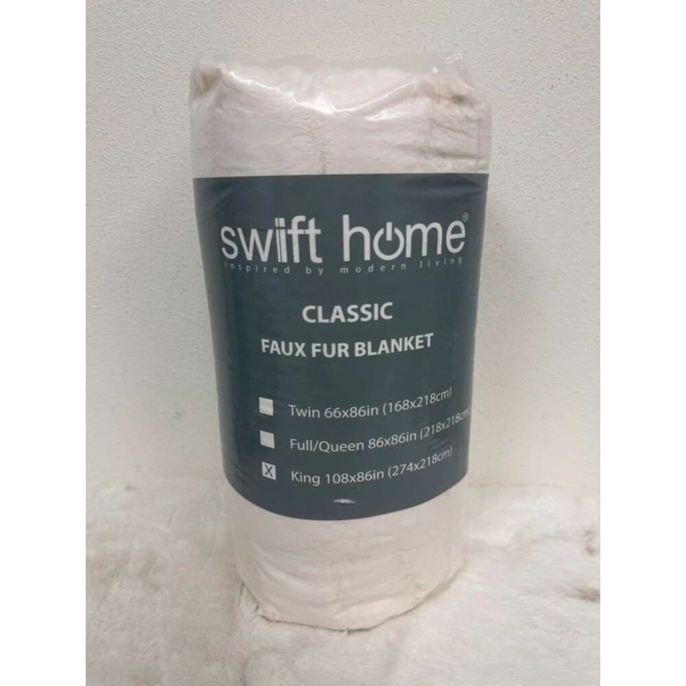 King Faux Fur Blanket Cream Color New